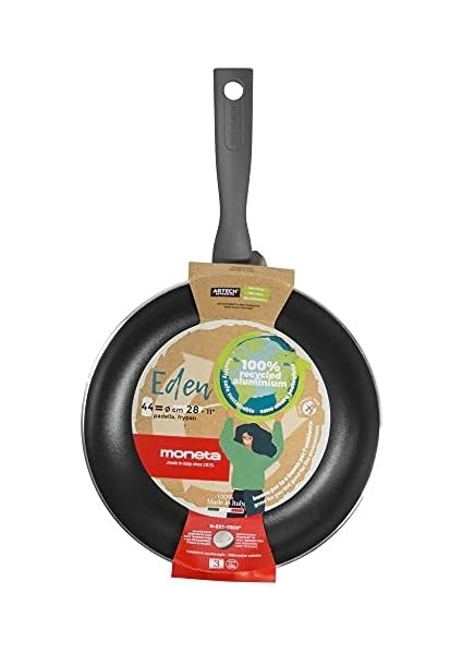 Moneta Eden Kızartma Tavası, 32 Cm, Geri Dönüştürülmüş Alüminyum, Italya&apos;da Üretilmiştir.