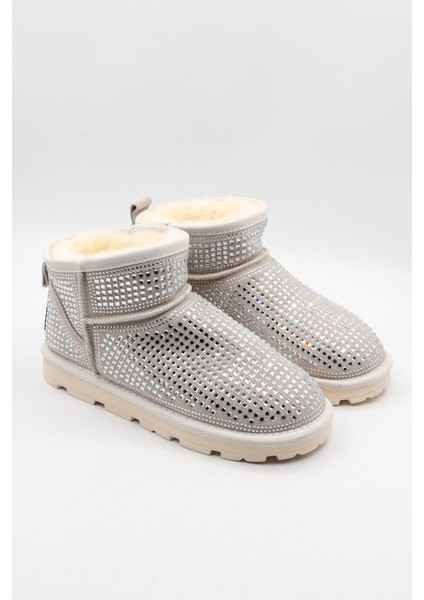 Taşlı Içi Polarlı Kadın Bot Ayakkabı KB0038BOT Gümüş fiyatları