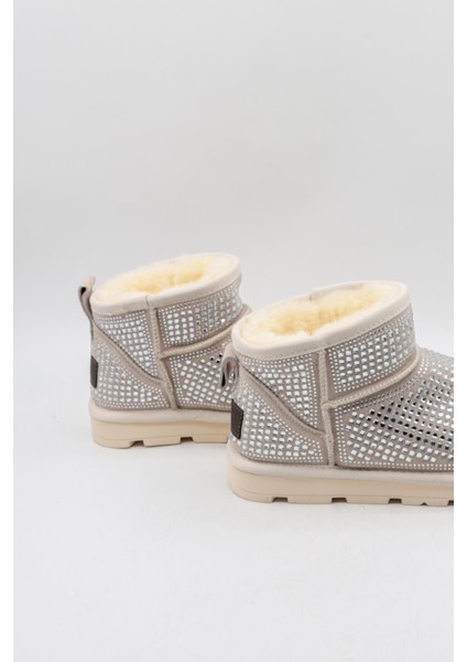 Taşlı Içi Polarlı Kadın Bot Ayakkabı KB0038BOT Gümüş modelleri