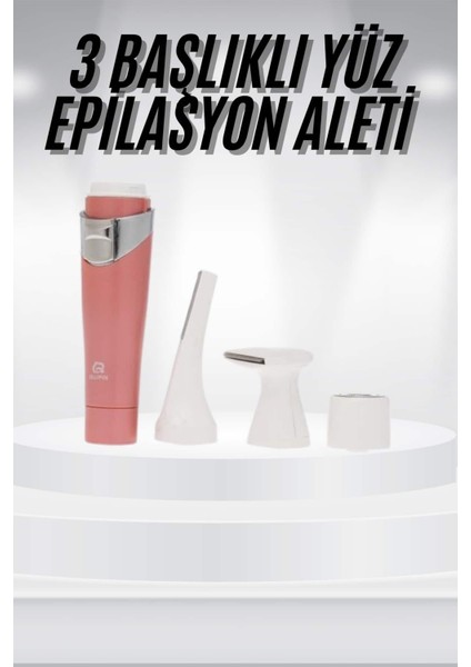 3 Başlıklı Yüz Kaş Epilasyon Aleti Değiştirilebilir Başlık Hassas Ciltlere - MR000K-1FYT2