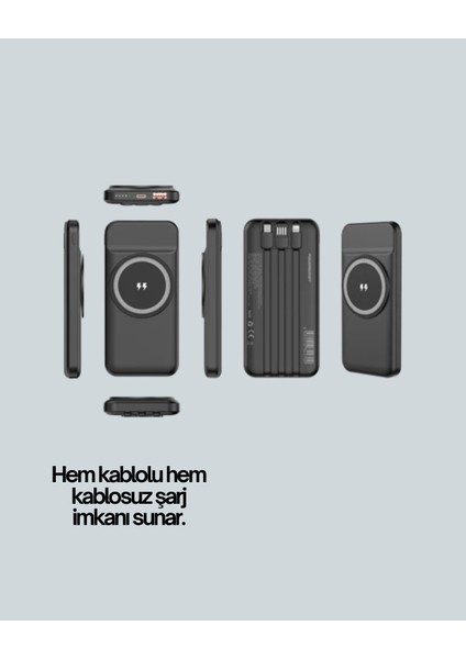 iPhone ve Android Uyumlu 10000MAH Powerbank – Hem Kablolu Hem Kablosuz fiyatları