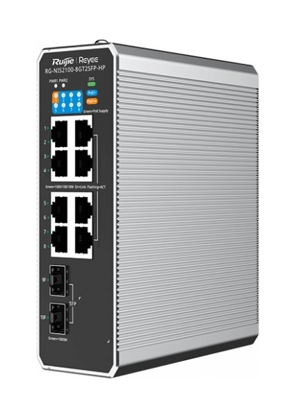 Ruıjıe Reyee RG-NIS2100-8GT2SFP-HP 8 Port 10/100/1000 8 Port Poe 2 x Sfp 240 Watt Rujıe Cloud Yonetılebılır Endüstriyel fırsatları