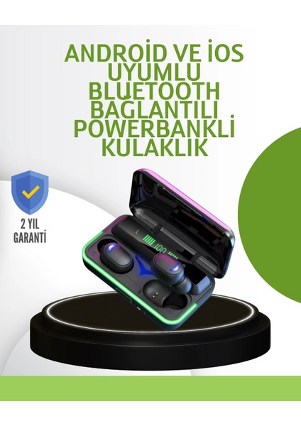 Oyun Modlu E10 Bluetooth Kulaklık Powerbank ve LED Ekranlı