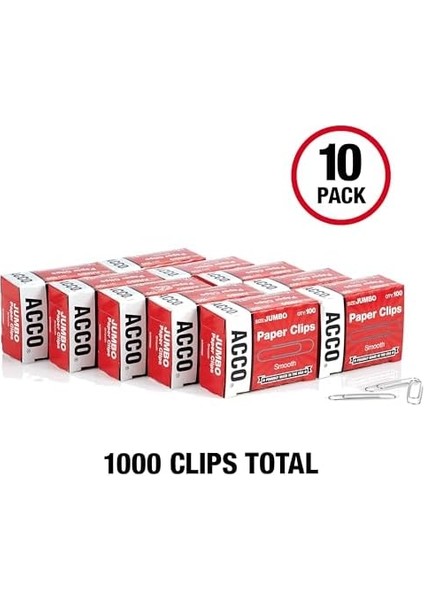 Kağıt Klipleri,, Pürüzsüz, Ekonomi, 10 Kutu, 100/KUTU (72580),GÜMÜŞ