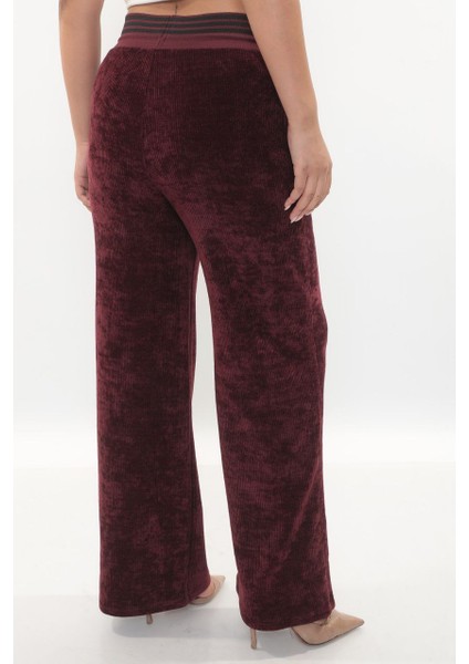 Büyük Beden Fitilli Kadife Toparlayıcı Lastikli Yüksek Bel Boru Paça Kadın Pantolon fiyatları