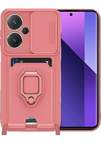 Xiaomi Redmi Note 13 Pro Plus Kılıf Zuma Kartvizitli Yüzüklü Silikon - Pembe-(5 - MR000K-1FEIL
