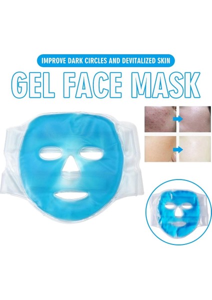 Jel Buz Paketi Yüz Maskesi Baş Ağrısı Yastık Kozmetik Maske + Çift Taraflı Cilt Fırçası