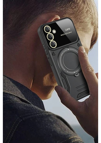 Samsung Galaxy A25 5g Kılıf Joy Lens Standlı Kapak - Koyu YEŞIL-(5796) - MR000K-1FAF11 modelleri