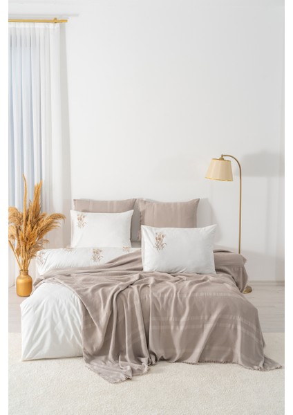 Amara Vizon Nakışlı Çift Kişilik %100 Pamuklu Nevresimli Pike Seti - 7 Parça Çeyiz Seti modelleri