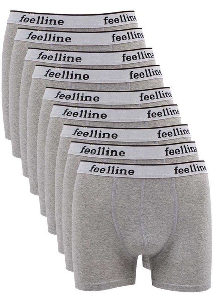 9 Adet Feelline Gri Pamuklu Doğal Likralı Erkek Boxer