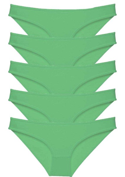 5 Adet Süper Eko Set Likralı Kadın Slip Külot Yeşil