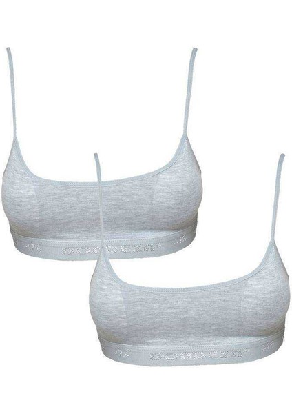 Pedli Ip Askılı Gri Büstiyer 2 Adet