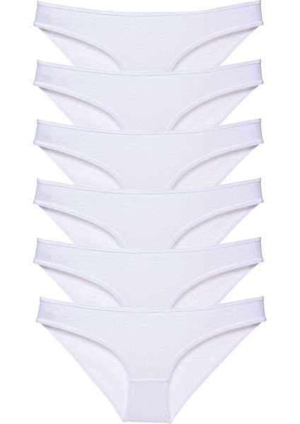 6 Adet Süper Eko Set Likralı Kadın Slip Külot Beyaz