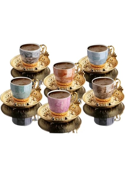 Lal Desenli Mix Kahve Seti ROYALEKS-BSM109