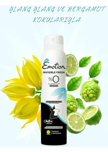 3 Adet Emotion Invisible Fresh Black & White Kadın Deodorant 150ML Vegan, Leke Bırakmaz fiyatları
