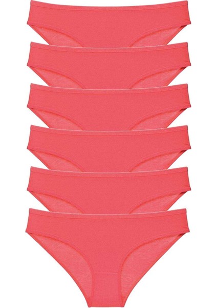 6 Adet Süper Eko Set Likralı Kadın Slip Külot Fuşya