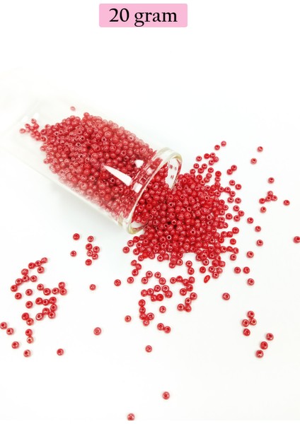 Dökme Cam Kum Boncuk (11/0) 2 mm - 20 Gram - Kırmızı - BNC004