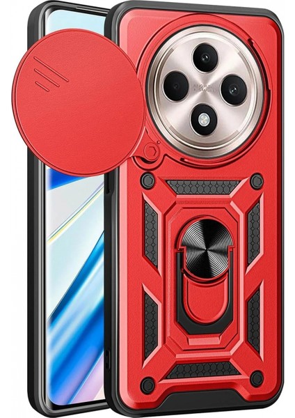 Xiaomi Redmi 14C Kılıf Pars Lens Yüzüklü Silikon - Kırmızı