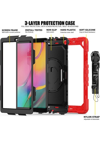 Samsung Galaxy T510 Tab A 10.1 Kılıf Pars Tablet Kapak - Kırmızı modelleri