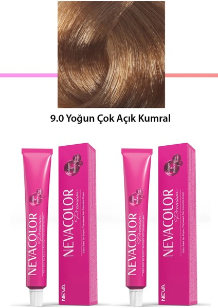 2 Li Set Premium 9.0 Yoğun Çok Açık Kumral - Kalıcı Krem Saç Boyası 2 x 50 G Tüp