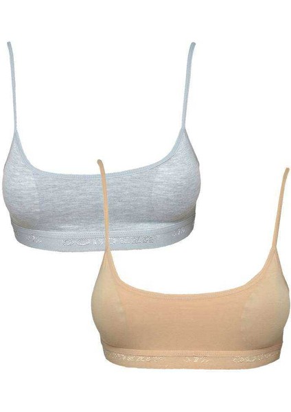 Pedli Ip Askılı Gri ve Ten Rengi Büstiyer 2 Adet