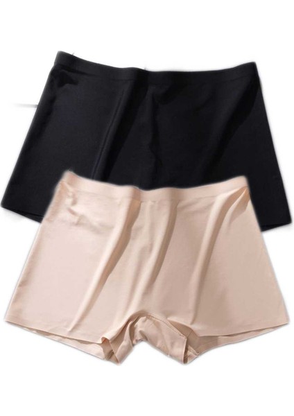 2 Adet Kadın Dikişsiz Görünmez Iz Yapmaz Mini Şort Boxer Siyah Ten fiyatları