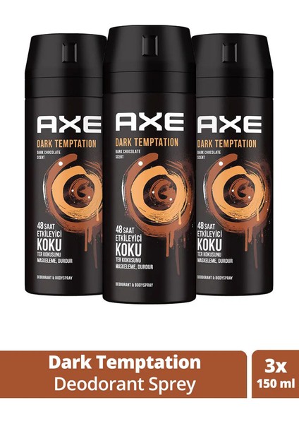 3 Adet Axe Dark Temptatıon Bay Parfüm Kofre 150 ml
