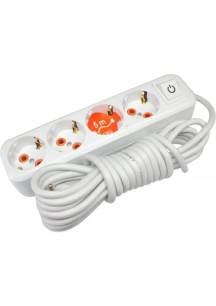 4'lü Anahtarlı Topraklı Grup Priz 5mt ROYALEKS-AST-A405