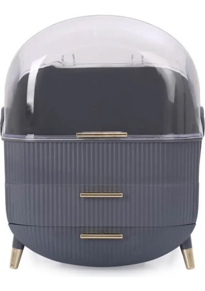 Kozmetik Makyaj Düzenleyici Organizer Gri Taşıma Kulplu Çekmeceli modelleri