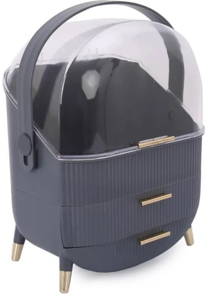 Kozmetik Makyaj Düzenleyici Organizer Gri Taşıma Kulplu Çekmeceli fırsatları