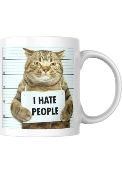 Kedili Kupa Bardak Komik Yazılı I Hate People Hediyelik Kahve Çay Kupası fiyatları