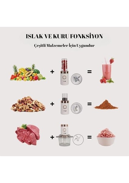 Yui M2001 3&apos;ü 1 Arada 2 Kademeli Hız Ayarlı Rondo Seti Beyaz Rose