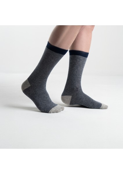 Nox Lacivert Gri Çizgili 3'lü Erkek Çorap modelleri