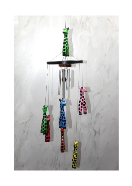 Ahşap Zürafalı Rüzgar Çanı