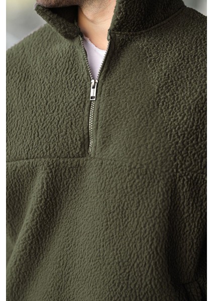 Haki Yarım Fermuarlı Dik Yaka Polar Sweatshirt E7165 fiyatları