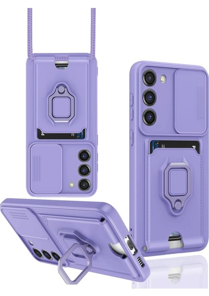 Samsung Galaxy S23 Plus Kılıf Zuma Kartvizitli Yüzüklü Silikon - LILA-(5796) - MR000K-1FAKR2