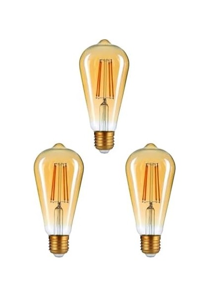 Tipi Edison Model Filament Tasarruflu ST64 LED Rustik Dekoratif Ampul Aydınlatma (3, 6 Watt ST64)