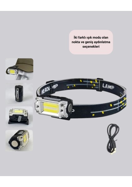 Kafa Lambası LED Fener Pratik Taşınabilir Ayarlanabilir USB Şarjlı - MR000K-1FMVK8 fırsatları
