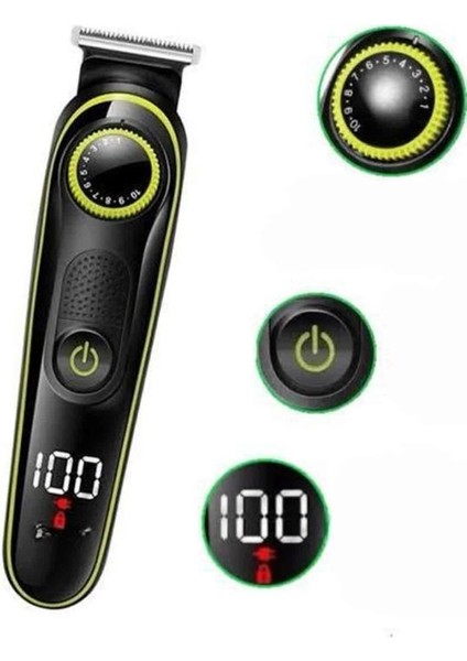 5 Başlıklı Şarjlı Tıraş Makinesi LED Ekran Saç Sakal Ense Tıraşına Uygun - MR000K-1FPIQ