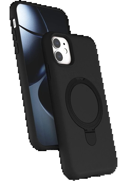 Apple iPhone 11 Regal Magsafe Standlı Kapak - SIYAH-(5796) - MR000K-1FDKO2