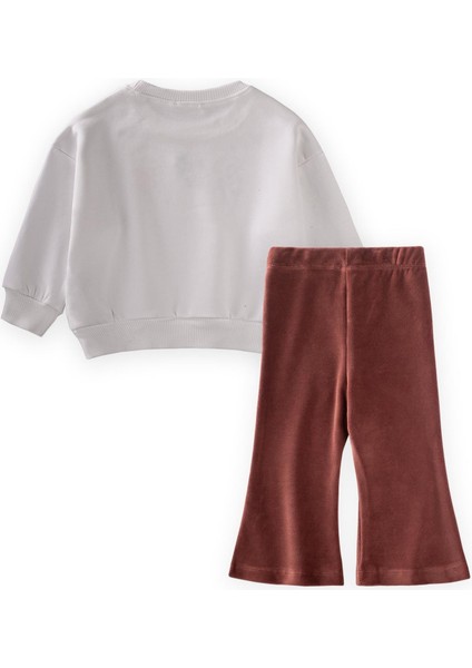 Çiçek Nakışlı Sweatshirt Takım 1-10 Yaş Beyaz fiyatları