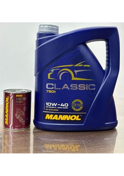 2025 Üretimli 10W40 Mannol Classic Yüksek Profesyonel 4l Motor Yağı ve Motor Flush 300ML Iç Temizleyici Katkısı