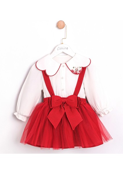 Kırmızı Kız Bebek Elbise Takım 2-5 Yaş Yılbaşı Konsept 3750