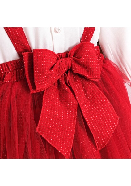 Kırmızı Kız Bebek Elbise Takım 2-5 Yaş Yılbaşı Konsept 3750 fırsatları