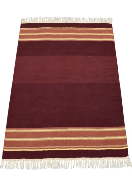 El Dokuma Tek Renk Balıkesir Yün Kilim 0416 - Yeni - Bordo modelleri