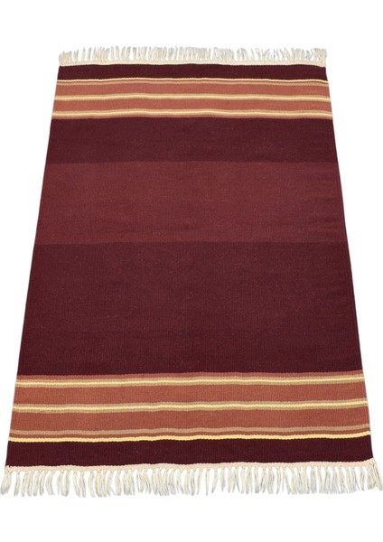 El Dokuma Tek Renk Balıkesir Yün Kilim 0416 - Yeni - Bordo fırsatları