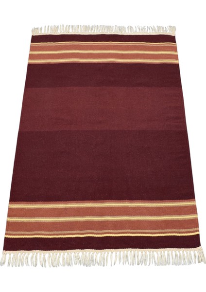 El Dokuma Tek Renk Balıkesir Yün Kilim 0416 - Yeni - Bordo indirimleri