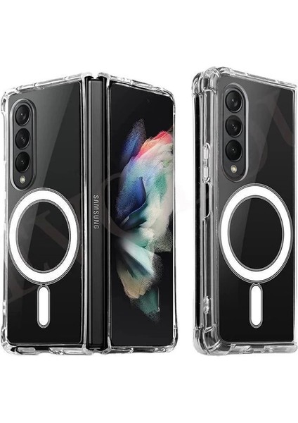 Samsung Galaxy Z Fold 4 Kılıf Magneticsafe Şeffaf Silikon - Şeffaf