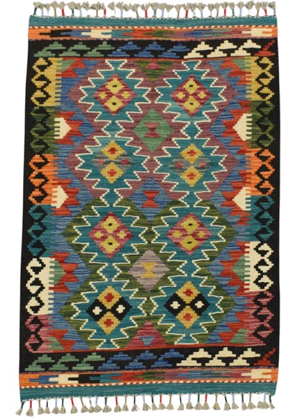 El Dokuma Cerit Yörükleri Iran Yün Kilim 0431 - Yeni - Çok Renkli