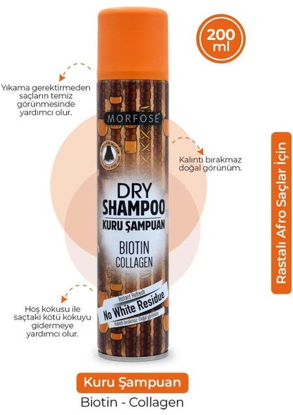 Kuru Şampuan Biotin Collagen 200 ml - Rastalı Saçlar - Mrfs